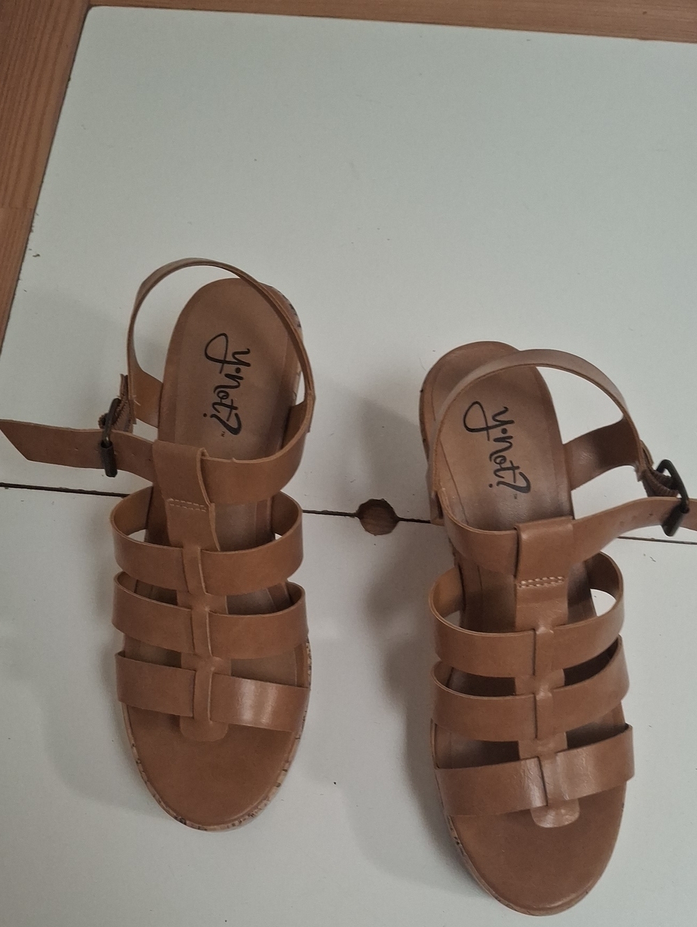 Brown Strappy Women’s Sandals - Casual Leather Look